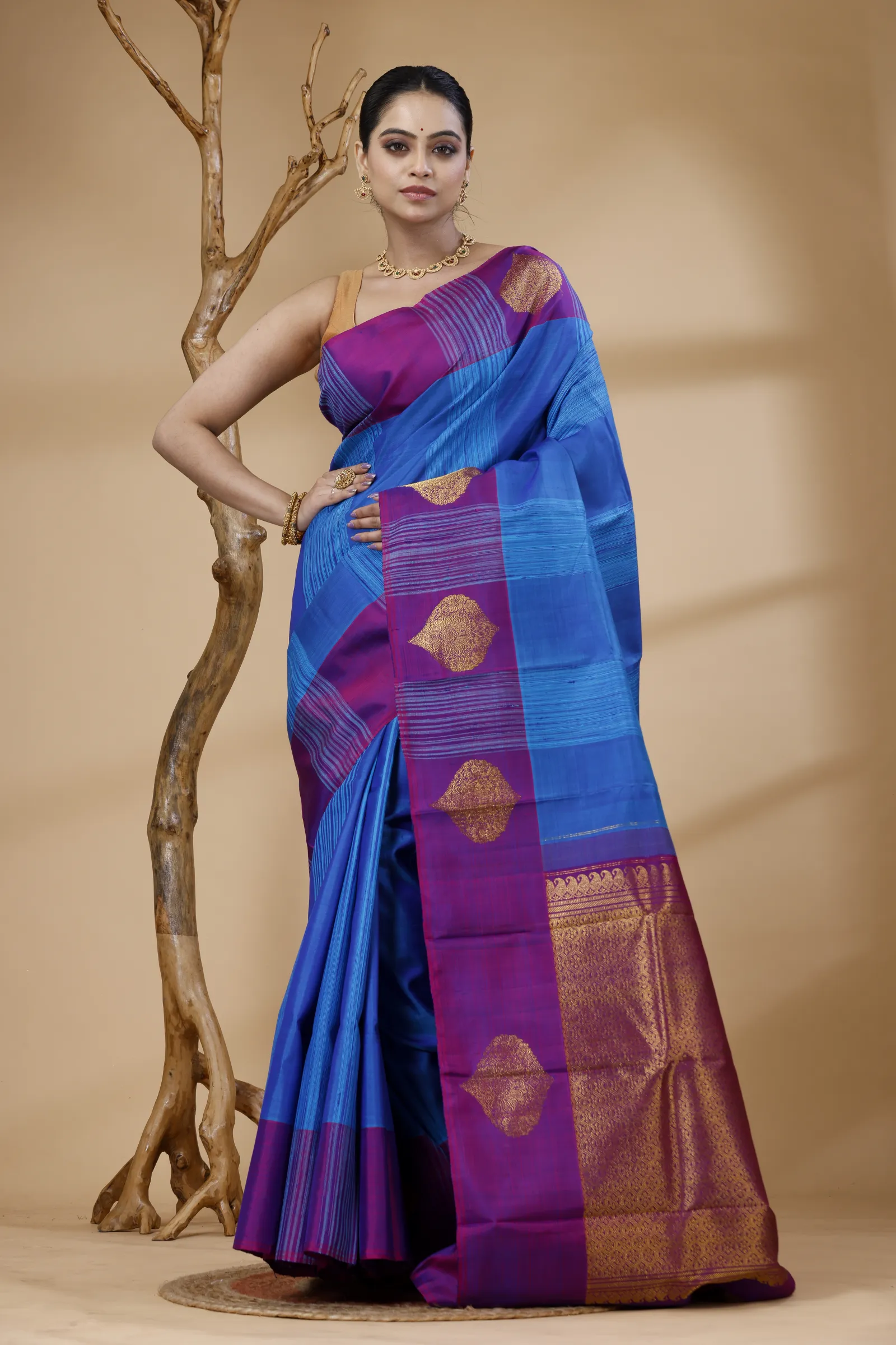 Royal Azure Magenta Zari Elegance Saree